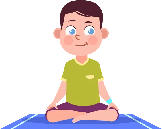 Little boy in yoga asana  Illustration