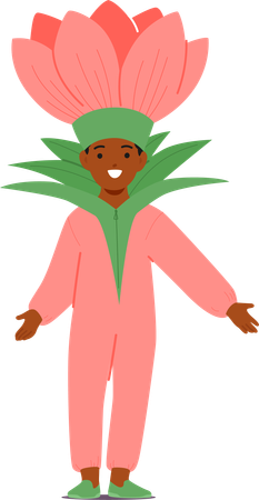 Little boy is dressed up in lotus costume  Illustration