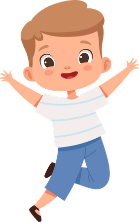 Little boy jumping in air Illustration