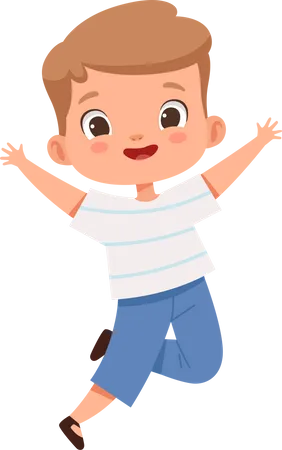 Little boy jumping in air Illustration