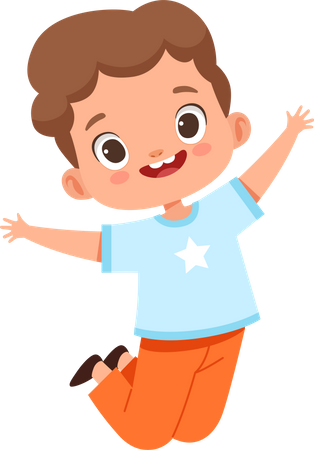 Little Boy Jumping In Air  Illustration