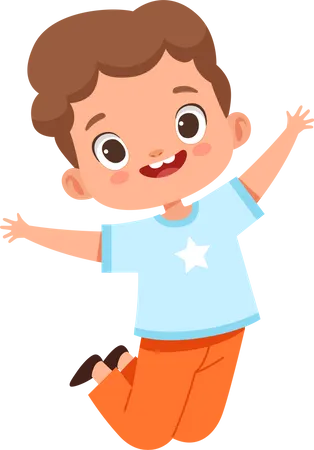 Little Boy Jumping In Air  Illustration