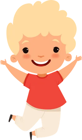 Little Boy Jumping In Air  Illustration