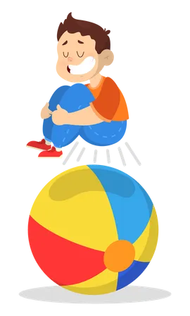 Little boy jumping on ball  Illustration