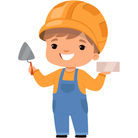 Little boy laying brick  Ilustración