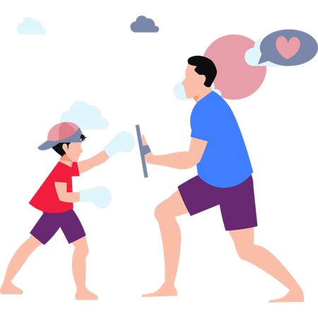 Little Boy Learning Boxing  Illustration
