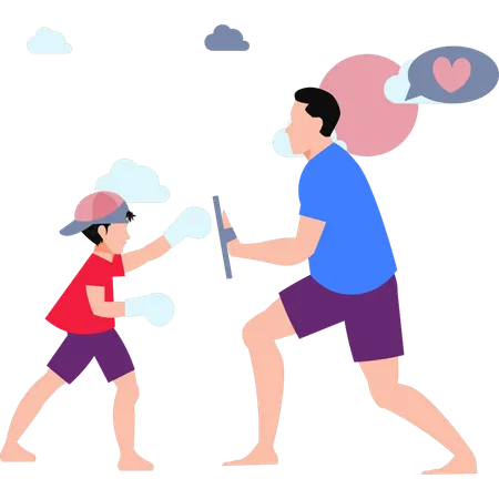 Little Boy Learning Boxing  Illustration