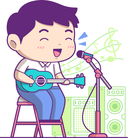 Little boy performing music  Illustration