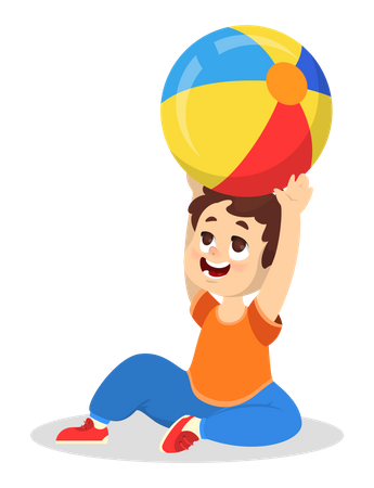 Little boy play with ball Illustration