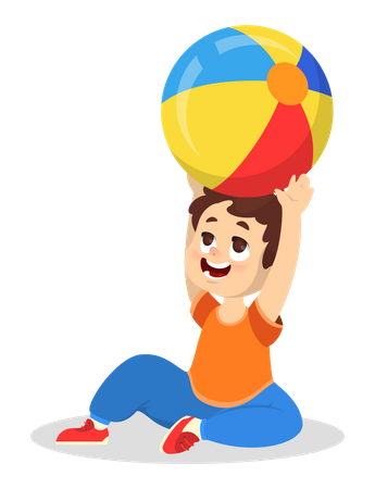 Little boy play with ball  Illustration