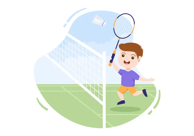 Little boy playing Badminton  Illustration