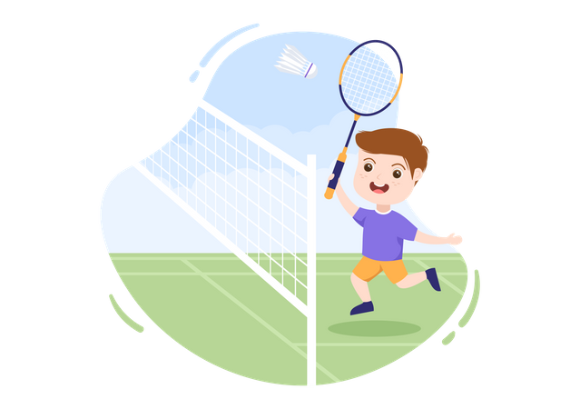 Little boy playing Badminton  Illustration