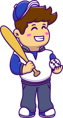 Little boy playing baseball  Illustration