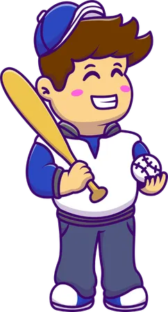 Little boy playing baseball  Illustration