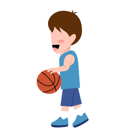 Little Boy Playing Basketball  Illustration