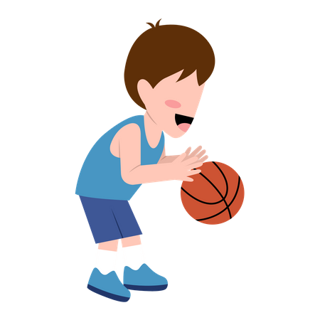 Little Boy Playing Basketball  イラスト
