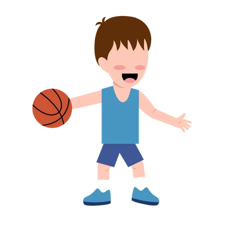 Little Boy Playing Basketball  イラスト
