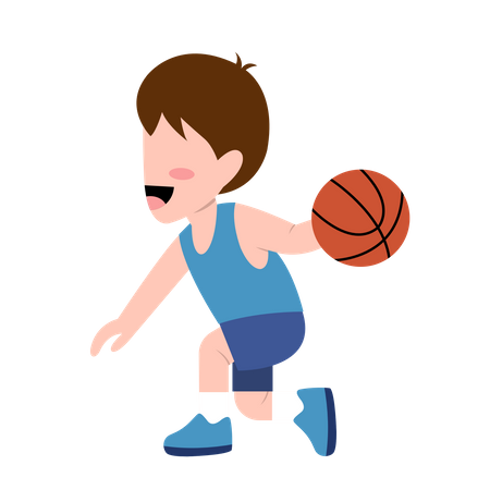 Little Boy Playing Basketball  Illustration