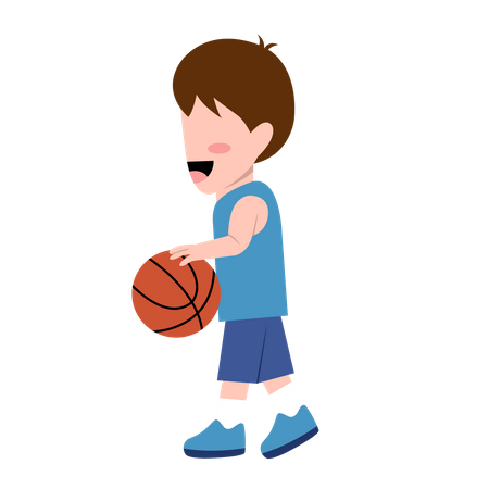 Little Boy Playing Basketball  Illustration