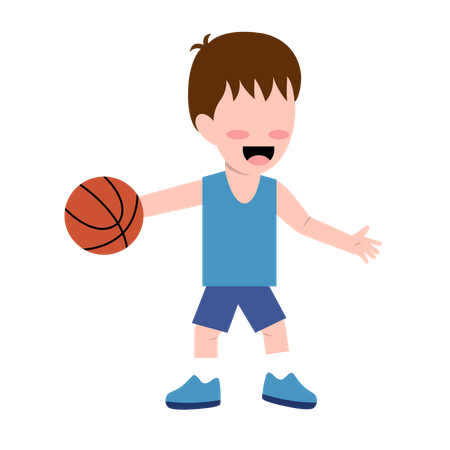 Little Boy Playing Basketball  Illustration