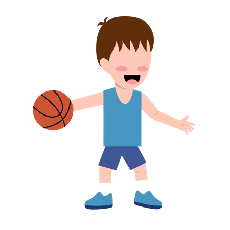 Little Boy Playing Basketball  Illustration