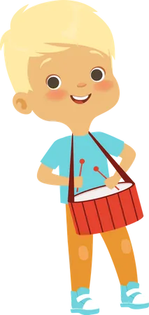 Little boy playing drum Illustration