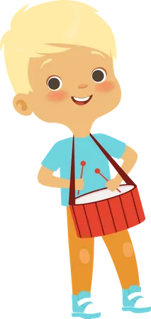 Little boy playing drum  Illustration