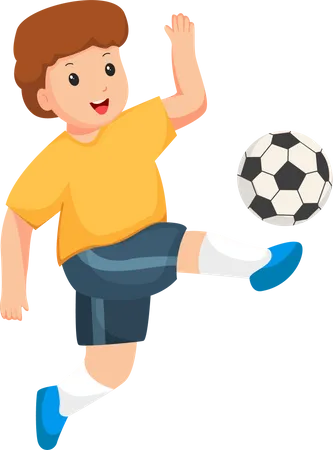Kid Playing Football Character Design Illustration Illustration