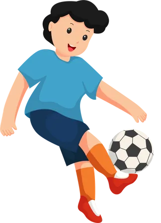 Kid Playing Football Character Design Illustration Illustration