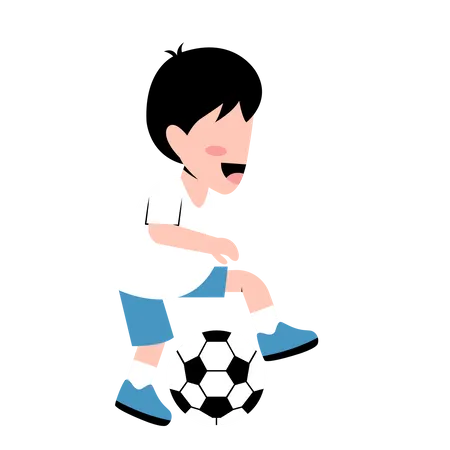 Little Boy Playing Football  Illustration