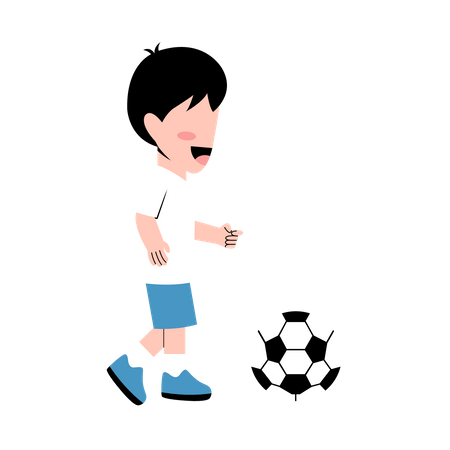 Little Boy Playing Football  Illustration