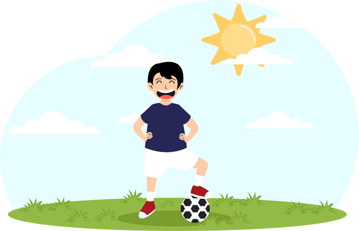 Little boy playing football  Illustration