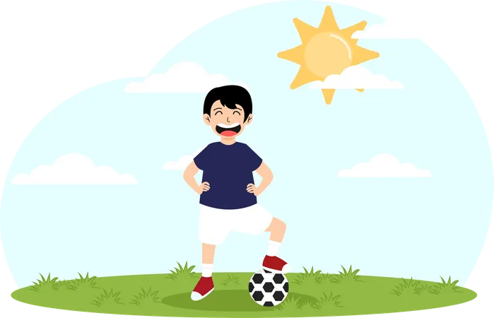 Little boy playing football  Illustration