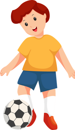 Little Boy Playing Football  Illustration