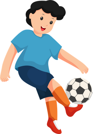 Little Boy Playing Football  Illustration