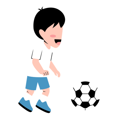 Little Boy Playing Football  Illustration