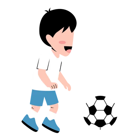 Little Boy Playing Football  Illustration