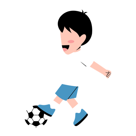 Little Boy Playing Football  Illustration