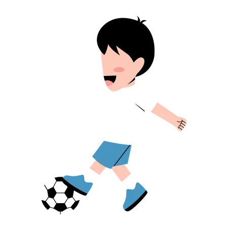 Little Boy Playing Football  Illustration