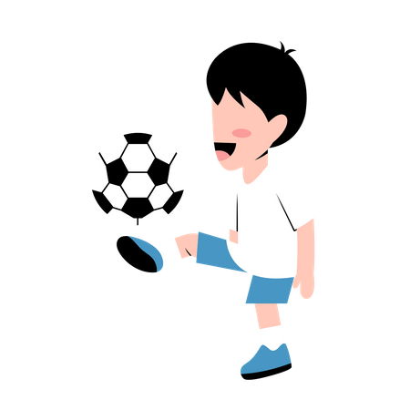 Little Boy Playing Football  Illustration