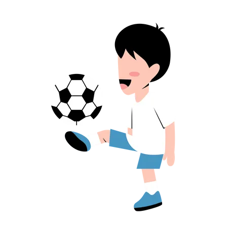 Little Boy Playing Football  Illustration