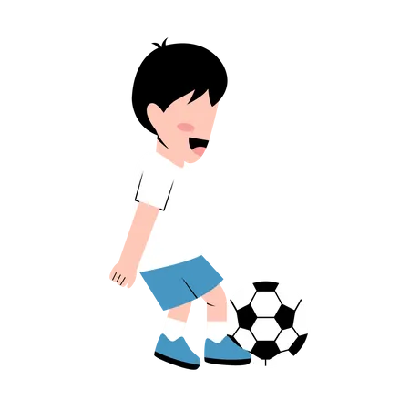 Little Boy Playing Football  Illustration