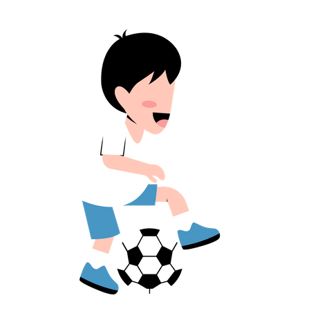 Little Boy Playing Football  Illustration