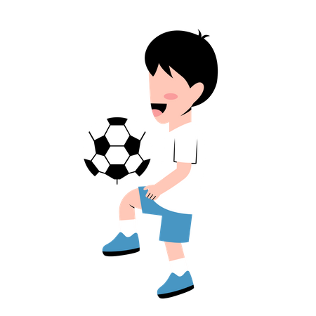 Little Boy Playing Football  Illustration