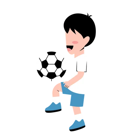 Little Boy Playing Football  Illustration