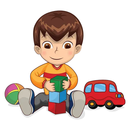 Little boy playing game  Illustration