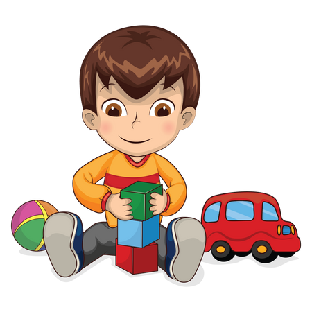 Little boy playing game  Illustration