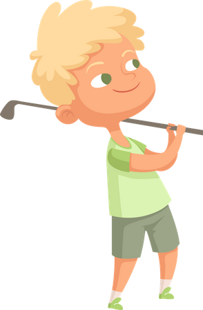Little boy playing golf  Illustration