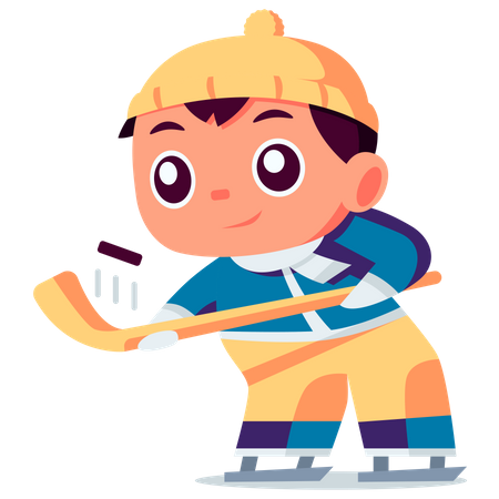 Little boy playing Ice Hockey Illustration