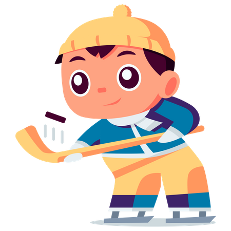 Little boy playing Ice Hockey  Illustration